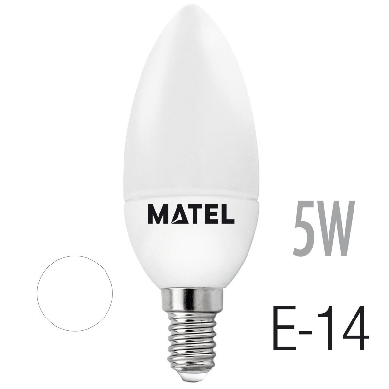 BOMBILLA LED C37 VELA E27 5W BLANCA